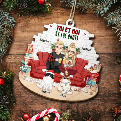 Orement de Noël en bois personnalisée – Cadeau pour couples & amoureux des animaux