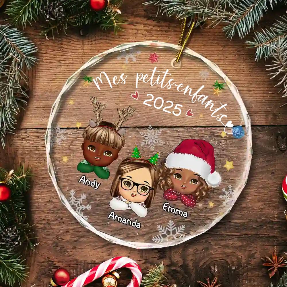 Petits-enfants - Pendentif en verre personnalisé Décoration de Noël pour grand-père et grand-mère