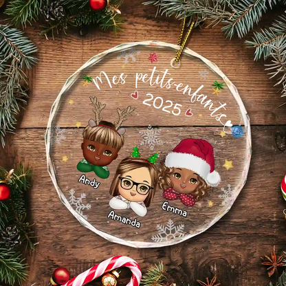 Petits-enfants - Pendentif en verre personnalisé Décoration de Noël pour grand-père et grand-mère