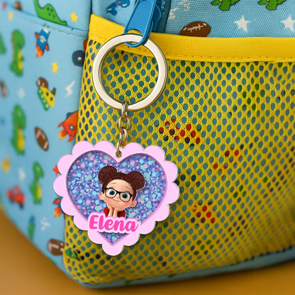Porte-clés en acrylique avec cœur et nom – Cadeau pour enfants