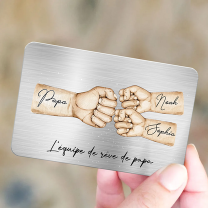 Carte portefeuille personnalisée avec motif poing contre poing – Wallet Card pour papa
