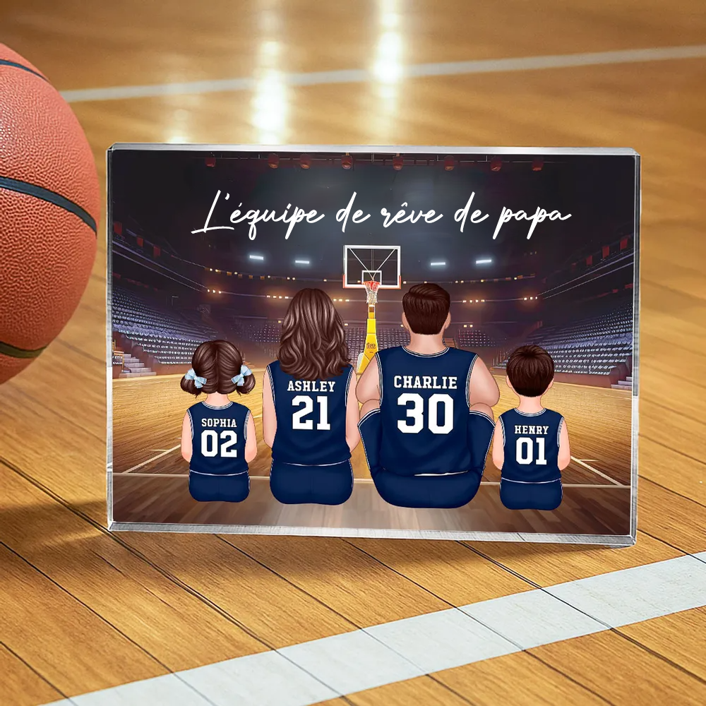 Bloc acrylique avec famille de basketteurs Cadeau pour papa et les fans de basket