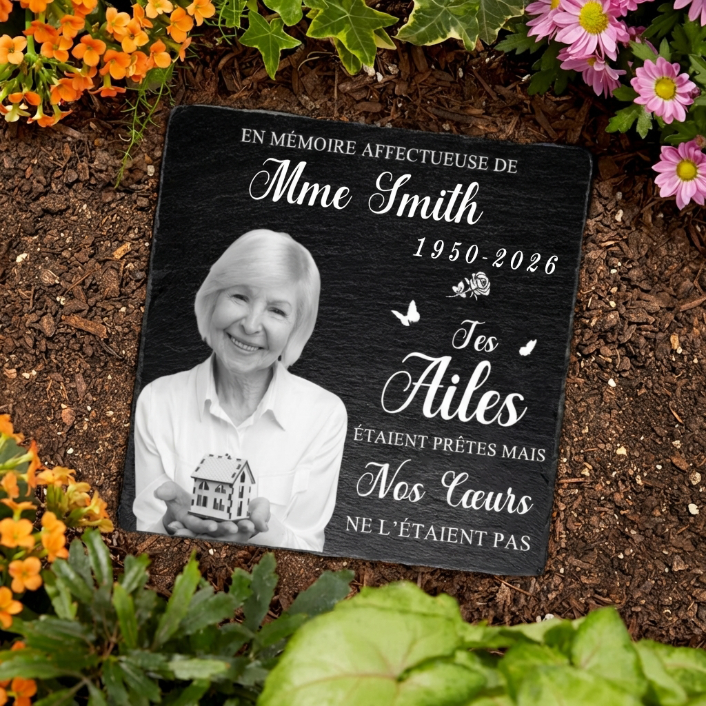 Plaque en ardoise personnalisée avec photo et message, en tendre souvenir – Cadeau commémoratif