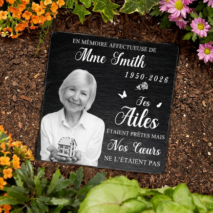Plaque en ardoise personnalisée avec photo et message, en tendre souvenir – Cadeau commémoratif