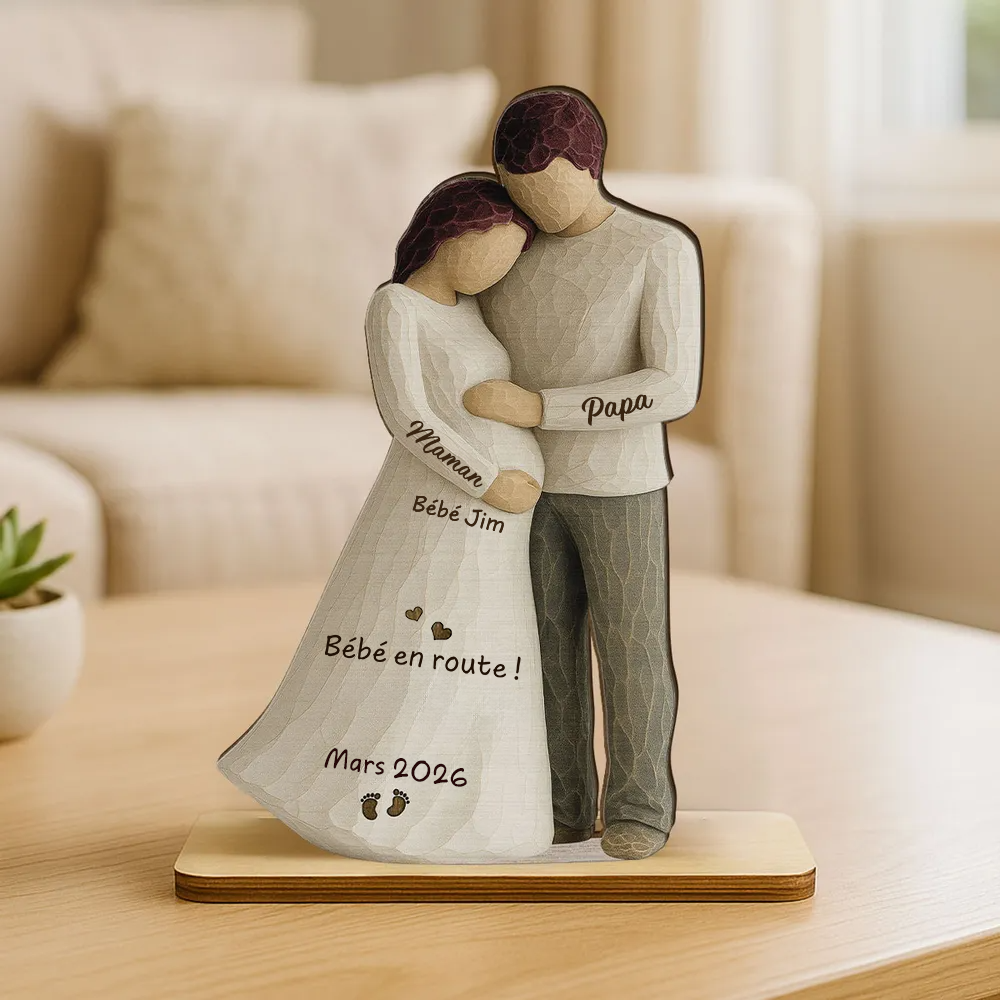 Bébé en route – Décoration en bois personnalisé avec prénom – Cadeau pour future maman
