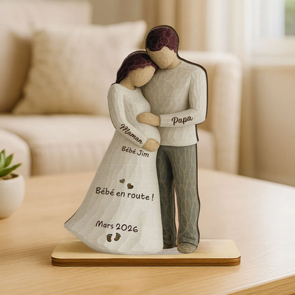 Bébé en route – Décoration en bois personnalisé avec prénom – Cadeau pour future maman
