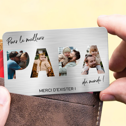 Carte portefeuille personnalisée avec photos « Pour le meilleur papa du monde » – Cadeau pour père