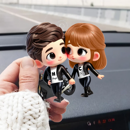 Porte-voiture en acrylique Cartoon pour couple à moto – Cadeau pour couple
