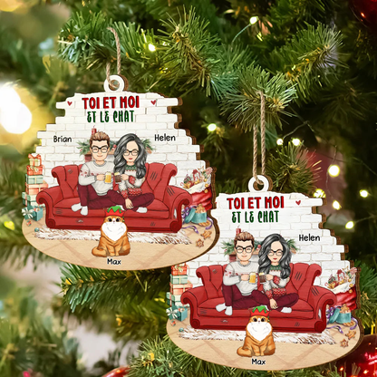 Orement de Noël en bois personnalisée – Cadeau pour couples & amoureux des animaux