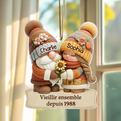 Nain d'automne - Vieillir ensemble - Orement en acrylique avec nom Cadeau pour couple