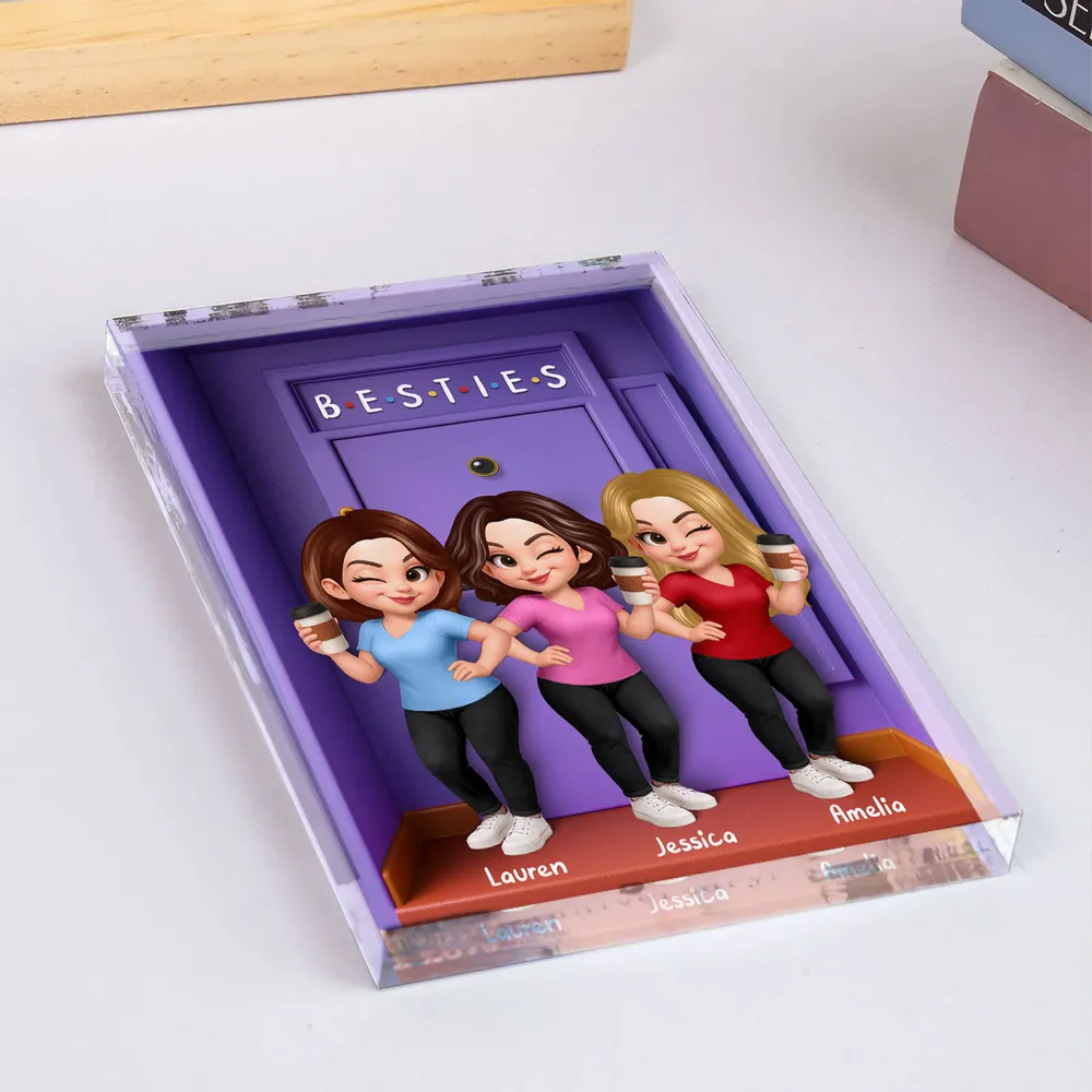 Bloc en acrylique personnalisé avec 2 à 6 femmes – Cadeau pour meilleures amies et sœurs