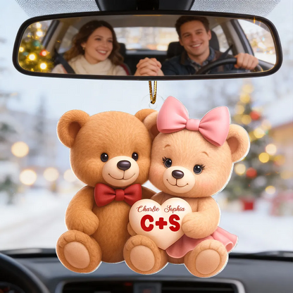 Couple d'ours avec prénoms Pendentif personnalisé en acrylique pour couple