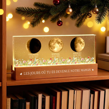Veilleuse LED personnalisée avec phases lunaires pour maman et grand-mère
