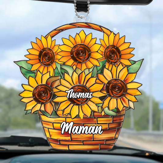 Tournesol-Pendentif personnalisé avec nom