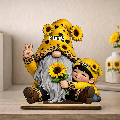 Décoration en bois personnalisé avec mamie et enfants, motif de nain – Cadeau pour mamie
