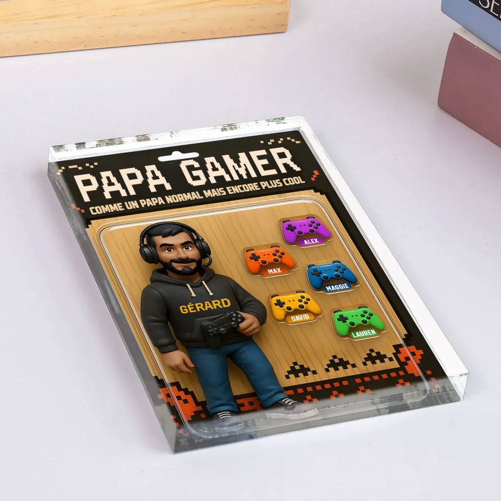 Bloc acrylique personnalisé Gamer Papa