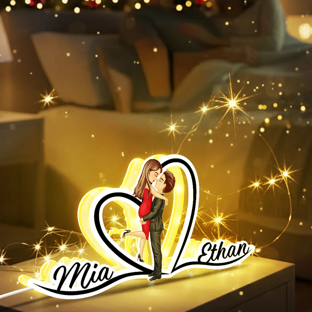 Boîte lumineuse LED personnalisée - Cadeau pour couple / couple LGBT