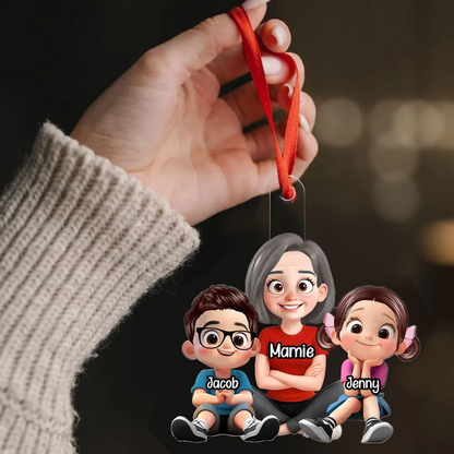 Ornement de Noël en acrylique personnalisé « Mamie & Petits-Enfants »