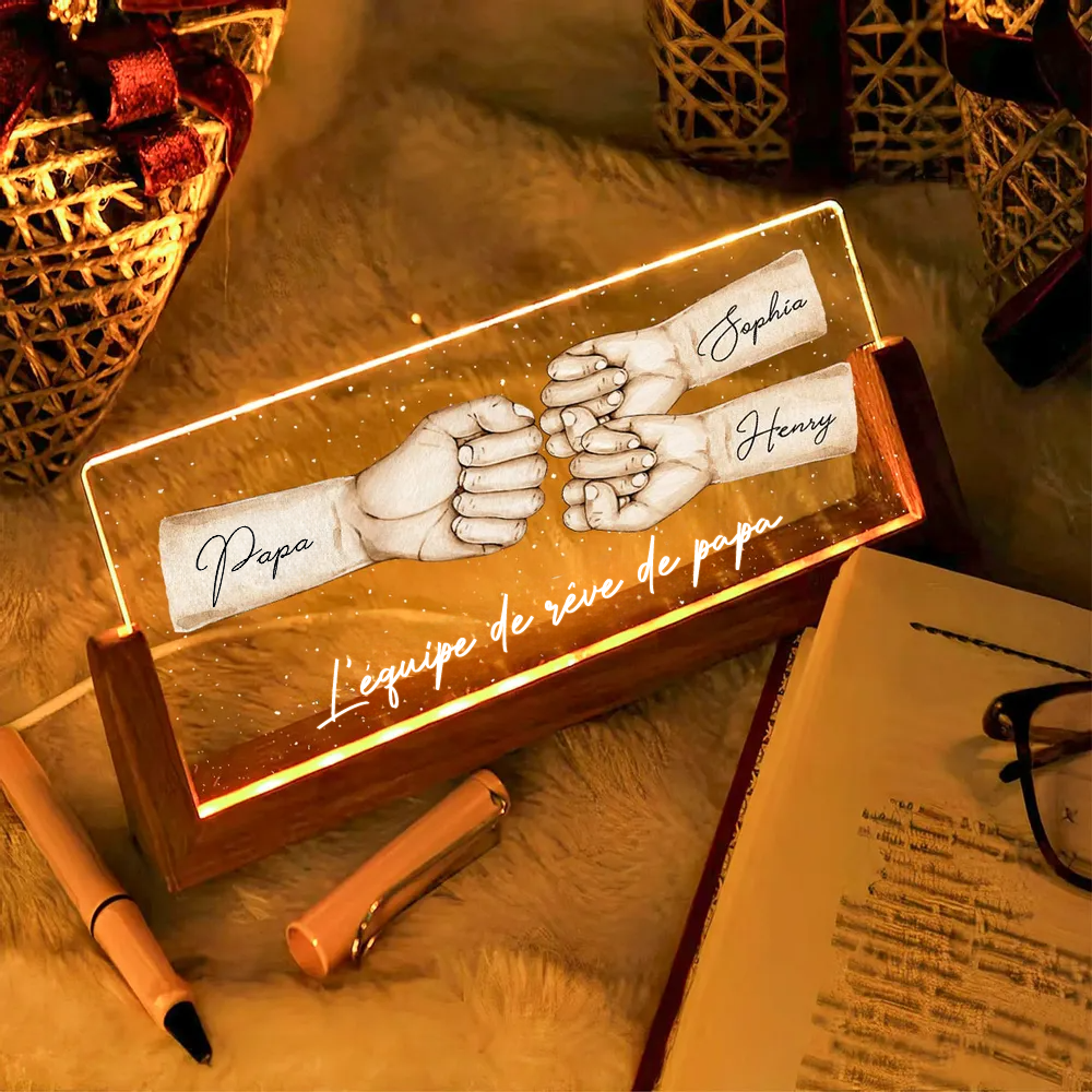 Coup de poing pour papa Veilleuse LED personnalisée avec socle en U