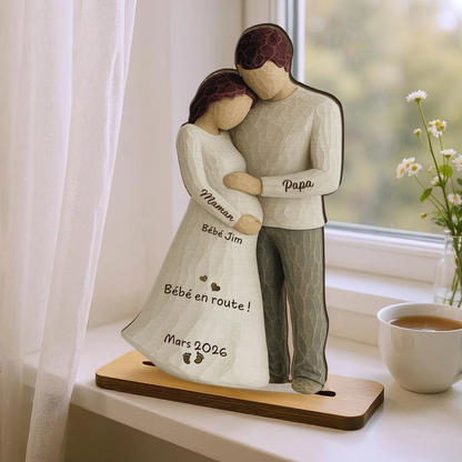 Bébé en route – Décoration en bois personnalisé avec prénom – Cadeau pour future maman