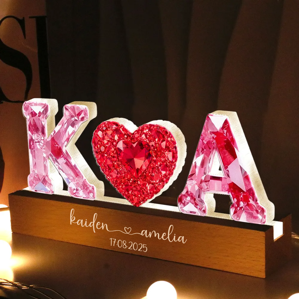 Anniversaire - Veilleuse LED personnalisée avec effet cristal Cadeau pour couple
