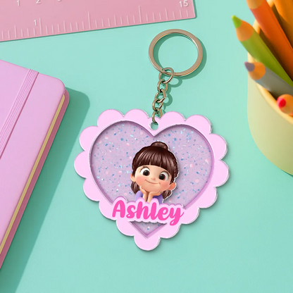 Porte-clés en acrylique avec cœur et nom – Cadeau pour enfants