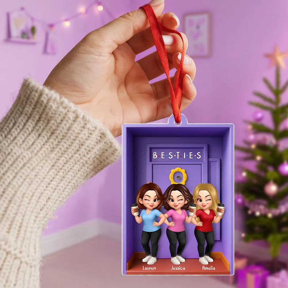 Orement en acrylique avec 2 à 6 femmes Décorations de Noël personnalisées pour sœur et meilleures amies