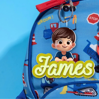 Porte-clés en acrylique personnalisé avec enfant et prénom – Cadeau pour enfants et maman