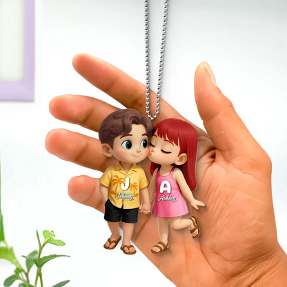 Porte-clés de voiture personnalisé en acrylique – Cadeau estival pour couples