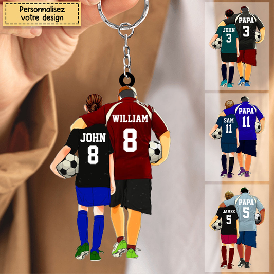Porte-clés personnalisé Papa et enfant – Football