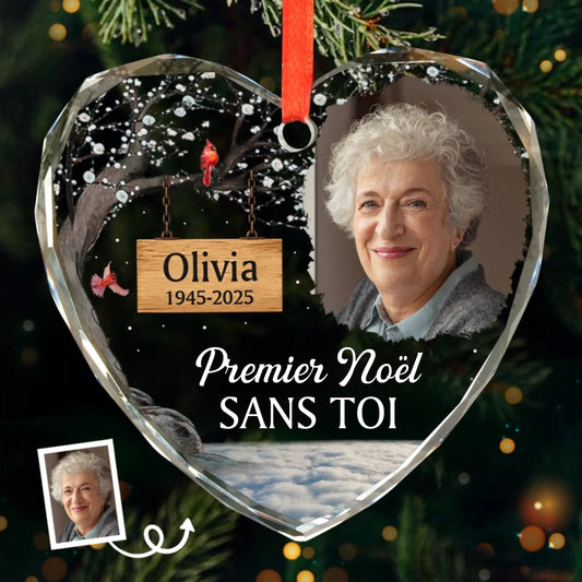 Premier Noël sans toi- ornement en verre  avec photo Décoration de Noël