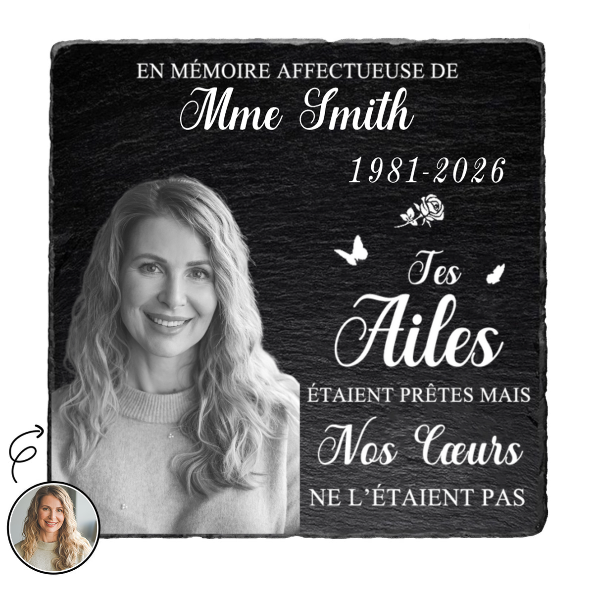 Plaque en ardoise personnalisée avec photo et message, en tendre souvenir – Cadeau commémoratif