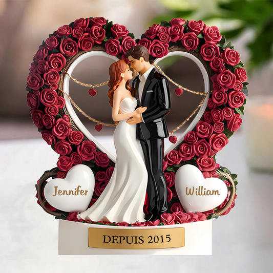 Mariage – Plaque en acrylique personnalisée avec prénoms, cadeau pour couple marié