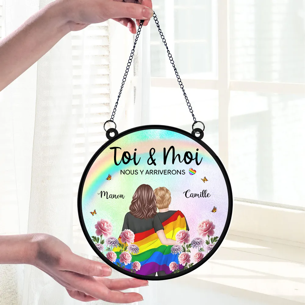 Porte-soleil personnalisé « Couple Arc-en-ciel » – Cadeau pour couples LGBT