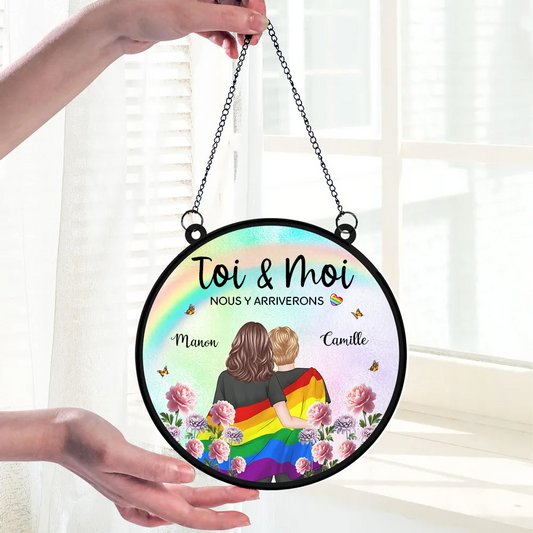 Porte-soleil personnalisé « Couple Arc-en-ciel » – Cadeau pour couples LGBT