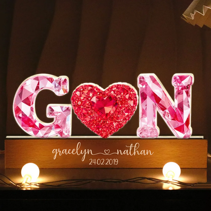 Anniversaire - Veilleuse LED personnalisée avec effet cristal Cadeau pour couple
