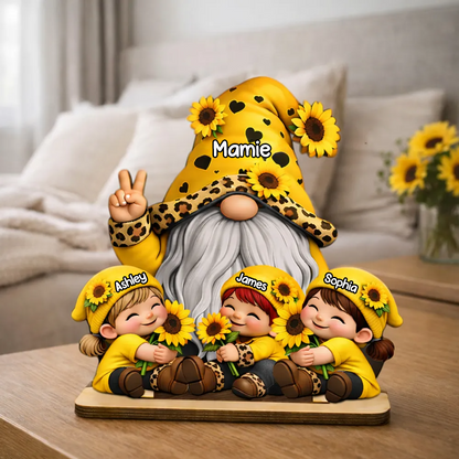 Décoration en bois personnalisé avec mamie et enfants, motif de nain – Cadeau pour mamie