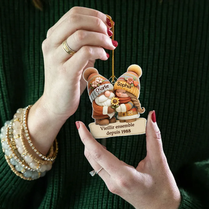 Nain d'automne - Vieillir ensemble - Orement en acrylique avec nom Cadeau pour couple