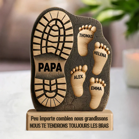 Je Suis Tes Pas – Plaque En Acrylique Personnalisée Pour Famille, Forme Sur Mesure, Cadeau Pour Papa, Papi