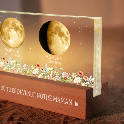 Veilleuse LED personnalisée avec phases lunaires pour maman et grand-mère