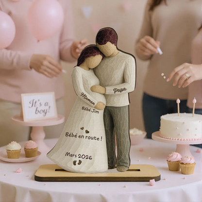 Bébé en route – Décoration en bois personnalisé avec prénom – Cadeau pour future maman