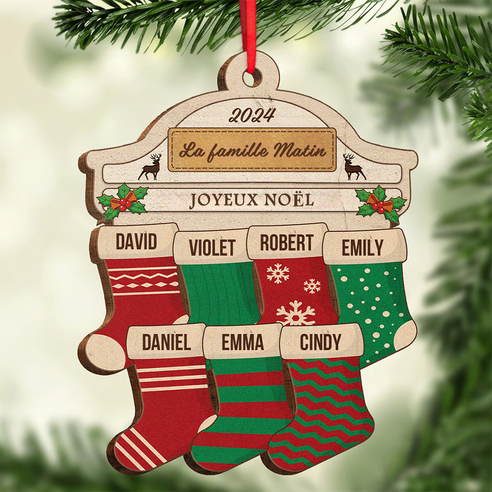 Bas de Noël-Bois Pendentif de Noël Personnalisable Décorations de Noël
