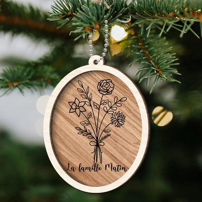 Bouquet de fleurs - Ornement de Noël personnalisé avec fleurs de naissance