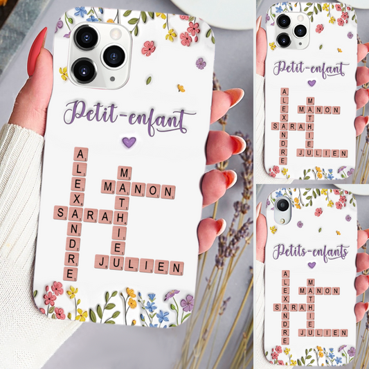 Mots croisés avec prénoms – Coque de téléphone personnalisée pour iPhone et Samsung