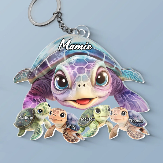 Porte-clés en acrylique avec tortues marines – Cadeau pour mamie