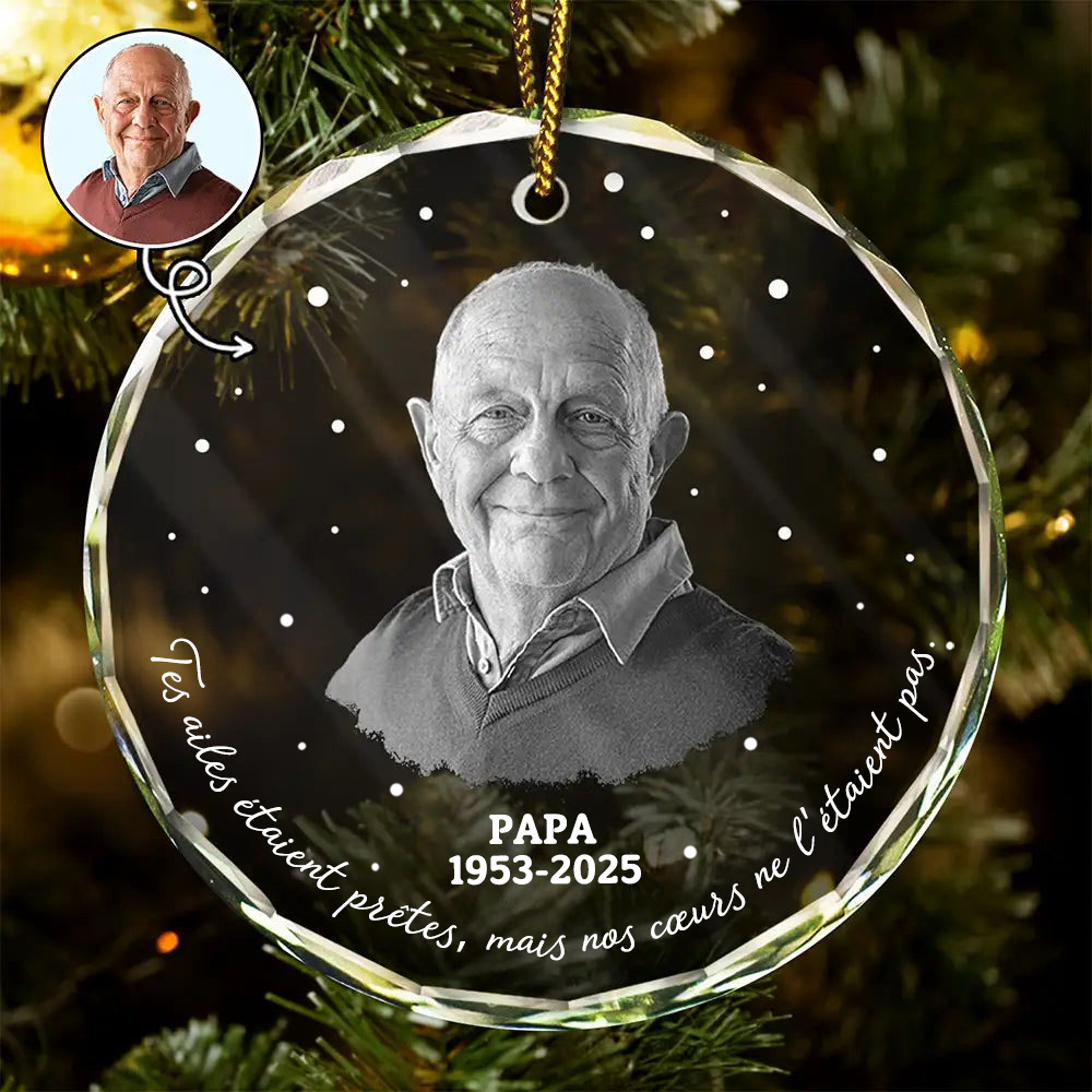 Orement en verre personnalisée avec photo – Décoration de Noël en souvenir d'un être cher