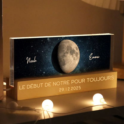 Lampe de nuit LED personnalisée avec phases de lune, cadeau pour couple