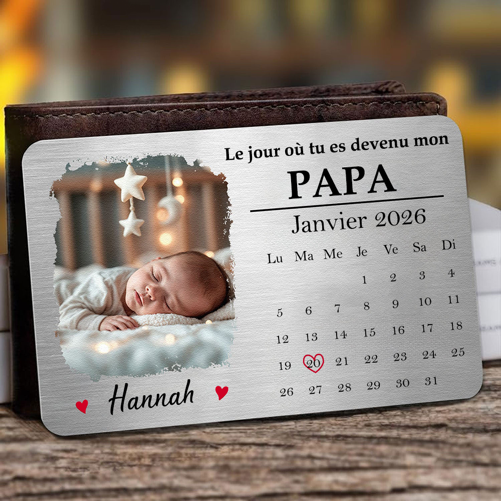 Carte portefeuille avec photo et calendrier – Wallet Card pour papa, maman, papi et mamie