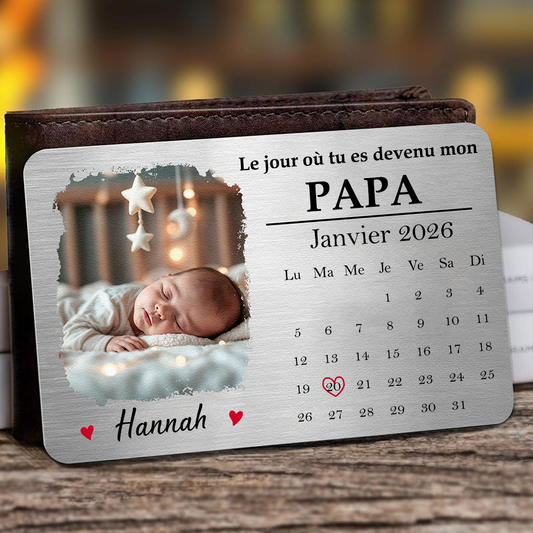 Carte portefeuille avec photo et calendrier – Wallet Card pour papa, maman, papi et mamie