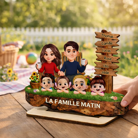 Décoration en bois personnalisé avec parents et enfants – Cadeau pour papa, maman, mamie et papi